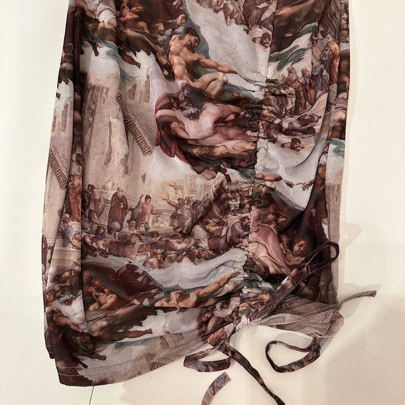 ASOS Missguided high neck mini dress in brown renaissance print Sz 0 - Picture 4 of 9